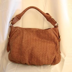 Leather woven hobo bag